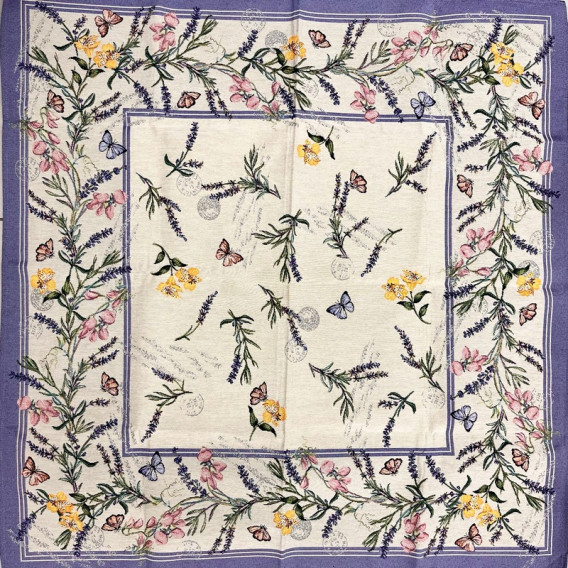 Gobelínový  ubrus Levandule s kvetmi 100x100cm