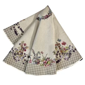 Gobelínový veľkonočný obrus Zajačiky v levanduli  kruh 165cm