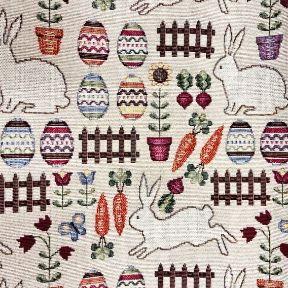 Gobelínový velikonoční ubrus  zajíčky v levanduli 40x140cm