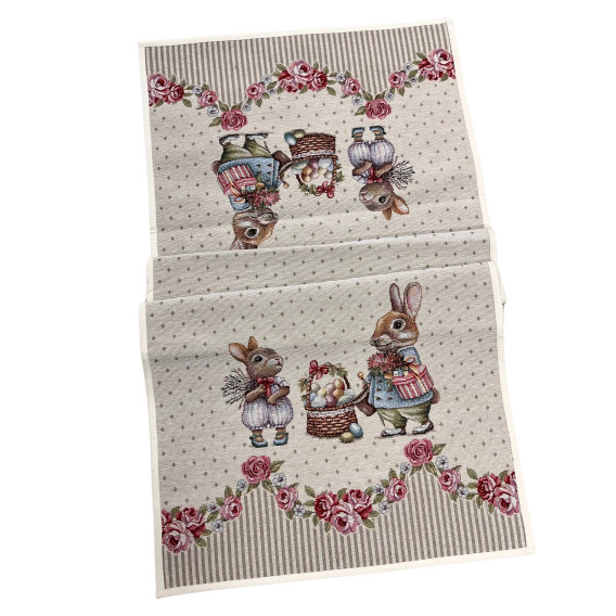 Gobelínový veľkonočný obrus Zajačiky 40x100cm