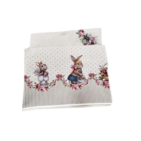 Gobelínový veľkonočný obrus Zajačiky 140x180cm
