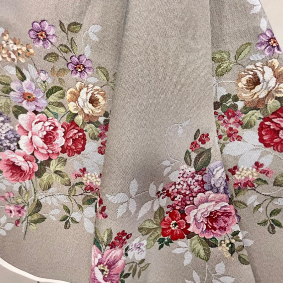 Gobelínový obrus Ružový sad mokka 100x100cm