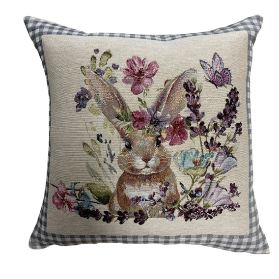 Povlak zajíčky v levanduli / šedá 45x45cm