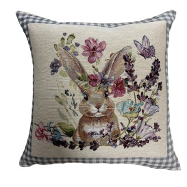 Povlak zajíčky v levanduli / šedá 45x45cm