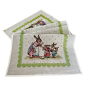 Gobelínový velikonoční ubrus  Zajíčí rodinka - zelená 45x140