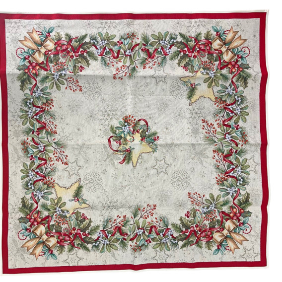 Vánoční gobelínový ubrus Zasněžený les 2-zelený