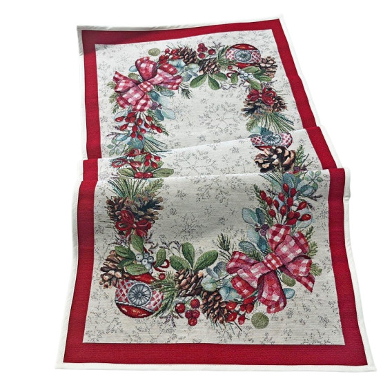 Vianočný gobelínový obrus vianočná guľa