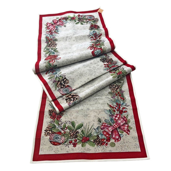 Vánoční gobelínový ubrus vánoční koule