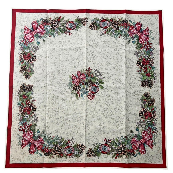 Vianočný gobelínový obrus vianočná guľa