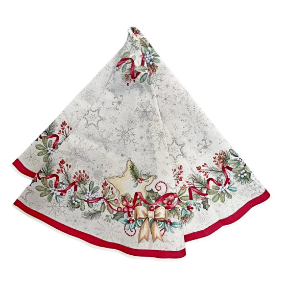 Vianočný gobelínový obrus Zasnežený les 2-zelený