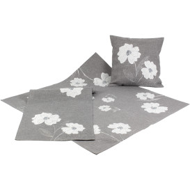 Obrus vyšívaný šedý s bílymi květmi ruzne rozmery