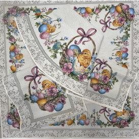 Gobelínový obrus veľkonočný - kuŕátka v košíku ruzne rozmery