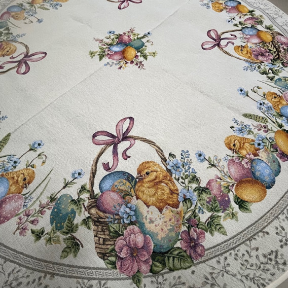 Gobelínový obrus veľkonočný - Kuriatka v košíku rôzne rozmery