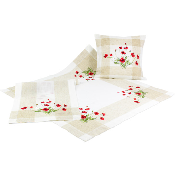 Obrus vyšívaný Maky rôzne rozmery