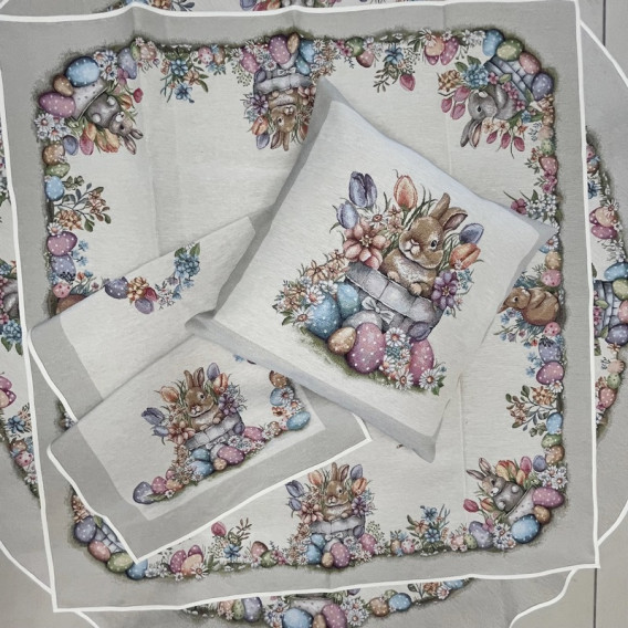 Gobelínový obrus veľkonočný - Zajíček a tulipány ruzne rozmery