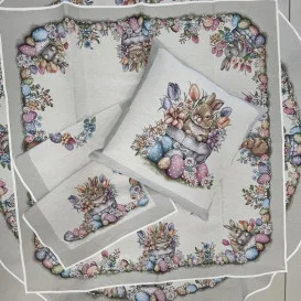 Gobelínový obrus veľkonočný - Zajíček a tulipány ruzne rozmery