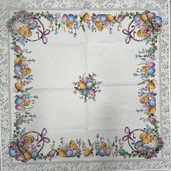 Gobelínový obrus veľkonočný - Kuriatka v košíku rôzne rozmery