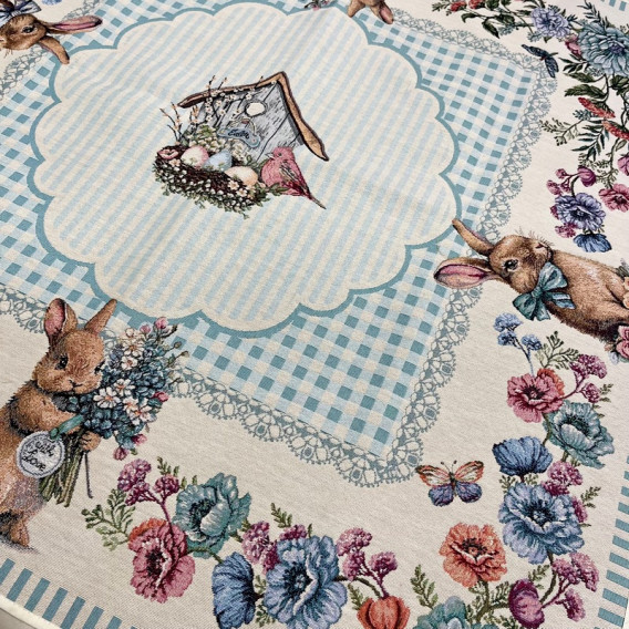 Gobelínový obrus veľkonočný -  Vintage zajačik ruzne rozmery