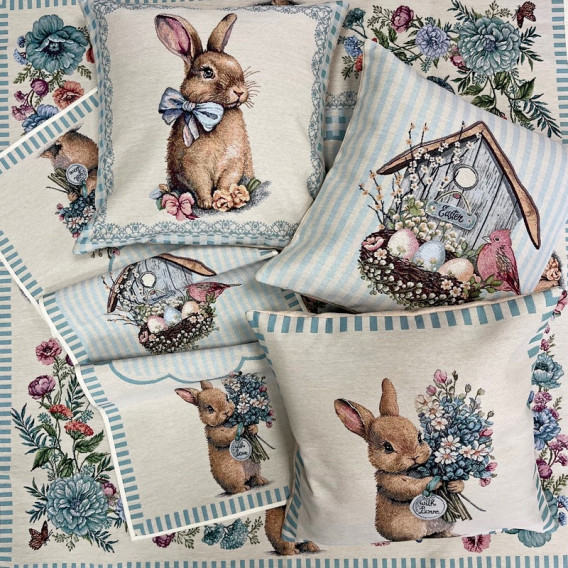 Gobelínový obrus veľkonočný - Vintage zajačik rôzne rozmery