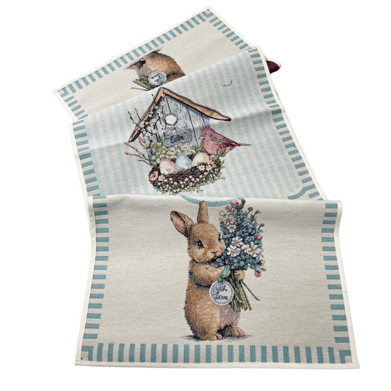 Gobelínový obrus veľkonočný - Vintage zajačik rôzne rozmery