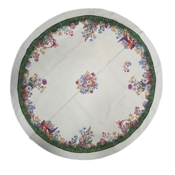 Gobelínový obrus veľkonočný - vajíčka na lúke kruh 175cm