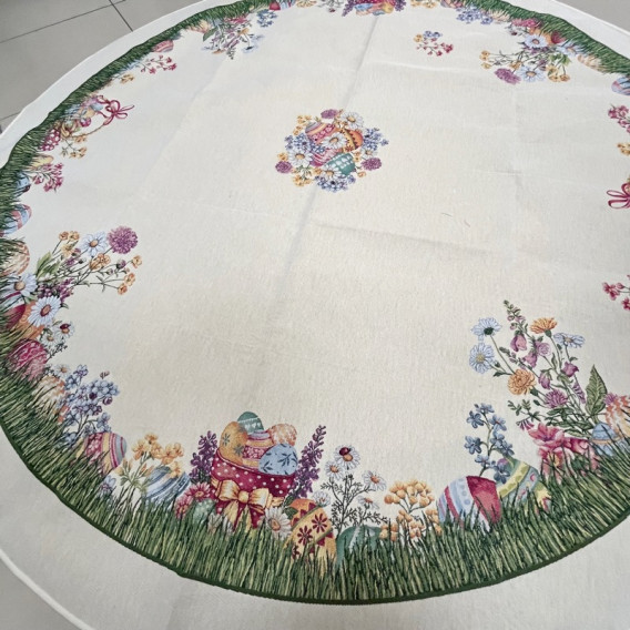Gobelínový obrus veľkonočný - vajíčka na lúke kruh 175cm