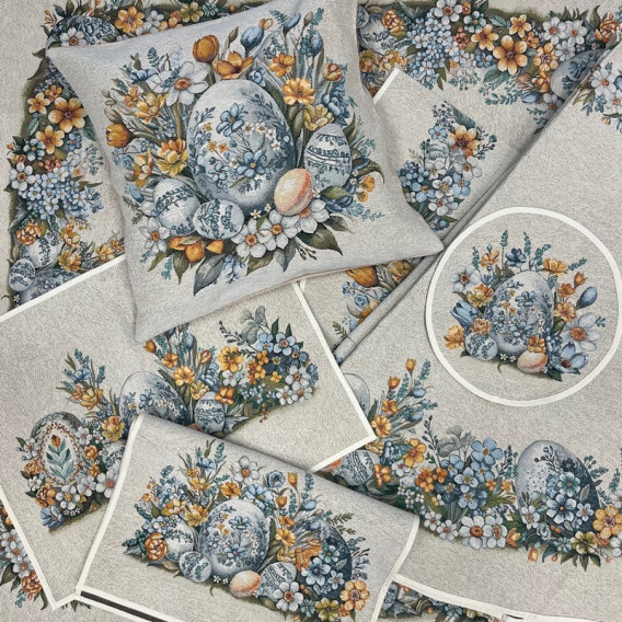 Gobelínový obrus veľkonočný - tyrkysové vajíčka rôzne rozmery