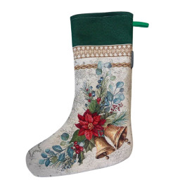 Mikulášska čižma gobelínová - Zvonek, zelená