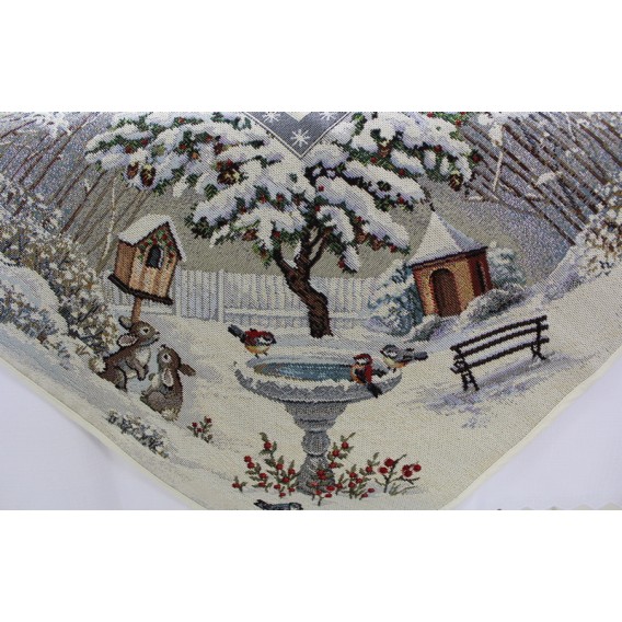 Gobelínový ubrus Zasnežený les 100x100cm