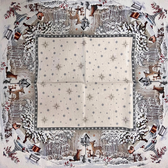 Gobelínový ubrus Zasnežený les 100x100cm