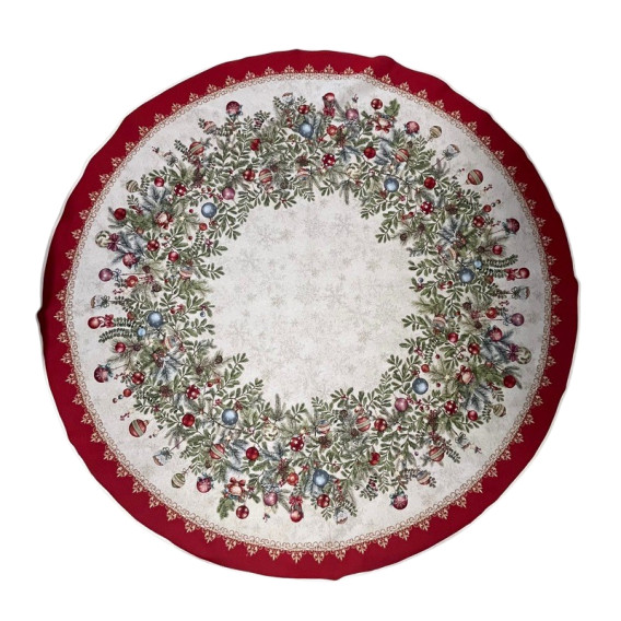 Vánoční gobelínový ubrus vánoční věnec 3