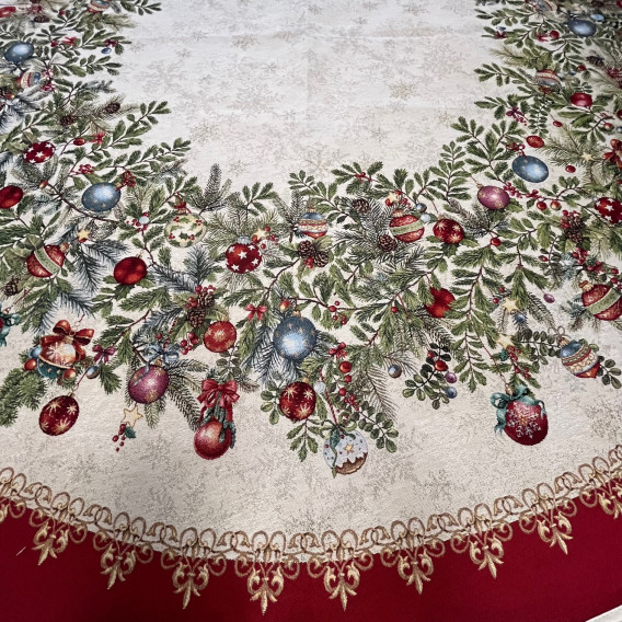 Vánoční gobelínový ubrus vánoční věnec 3