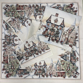 Gobelínový obrus Zima v meste/micro+lurex niť rôzne rozmery