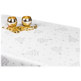 Vánoční oboustranný teflonový ubrus stříbrný Stromek