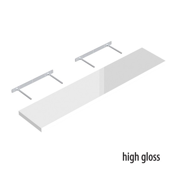 Samonosná polica biela lesklá 118,5x23,5cm