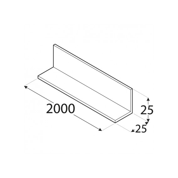 Hliníkový profil rovnoramenný 25x25x2000mm