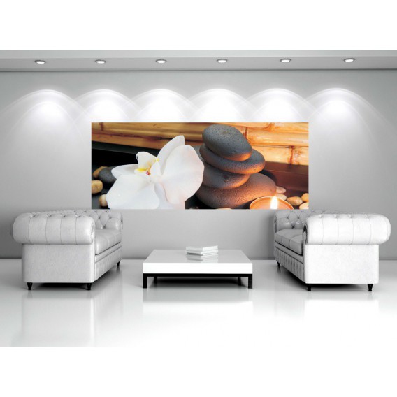 Fototapeta na stenu - FT0234 - Biely kvet a kamienky