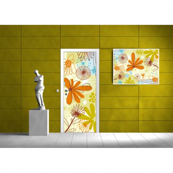 Dverová fototapeta - DV0007 - Kreslené listy