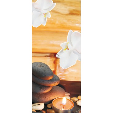 Dverová fototapeta - DV0040 - Biely kvet a kamienky