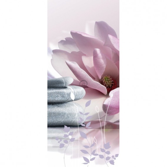 Dverová fototapeta - DV0013 - Ružové kvety a kamienky