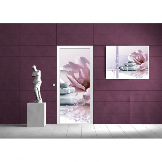 Dverová fototapeta - DV0013 - Ružové kvety a kamienky