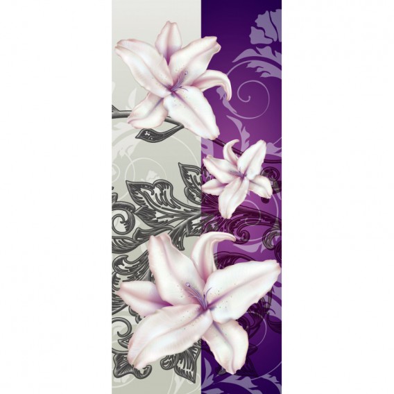 Dverová fototapeta - DV0303 - Ružové kvety na fialovom pozadí