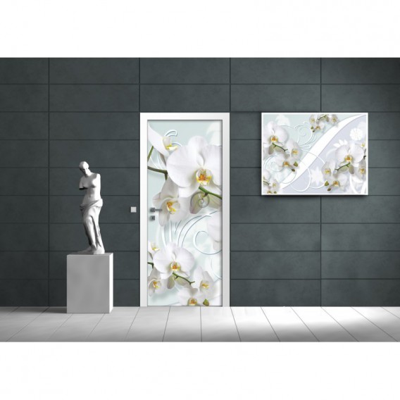 Dverová fototapeta - DV0305 - Biele kvety na bielom pozadí