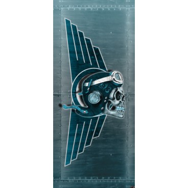 Dverová fototapeta - DV0321 - Lebka – pilot modrý