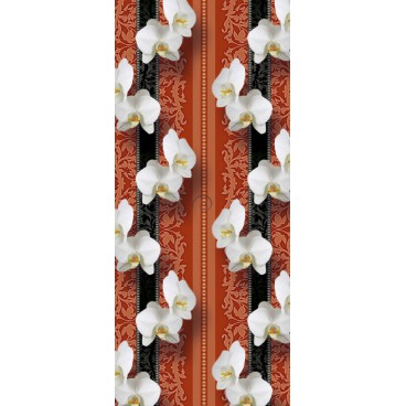 Dverová fototapeta - DV0333 - Biele kvety na oranžovom pozadí