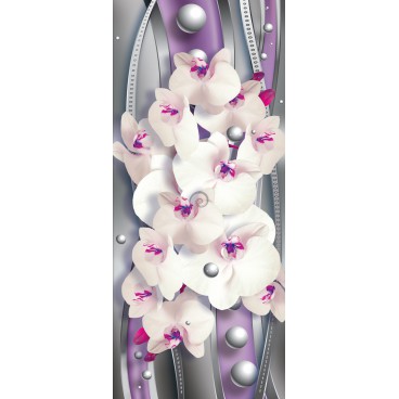 Dverová fototapeta - DV0356 - Orchidea na strieborno ružovom pozadí