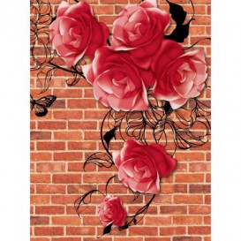 Fototapeta panel - PL0226 - Červené ruže na tehlovom pozadí