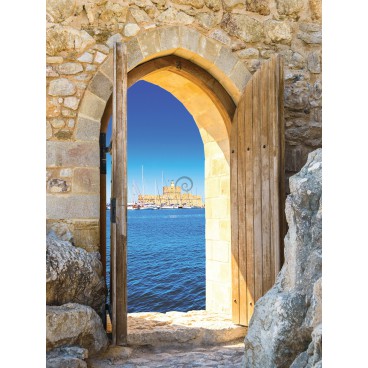 Fototapeta panel - PL0306 - Staré okno s výhľadom na more