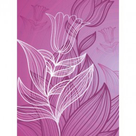 Fototapeta panel - PL0323 - Abstraktný biely kvet - pozadie fialové