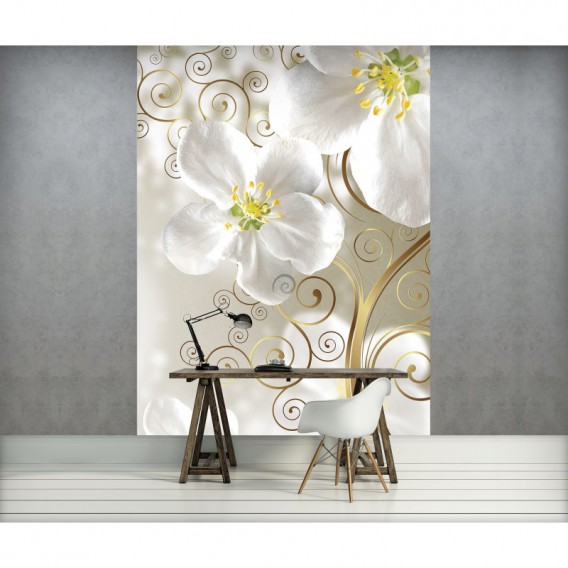 Fototapeta panel - PL0590 - Kvetovaný ornament – biele pozadie